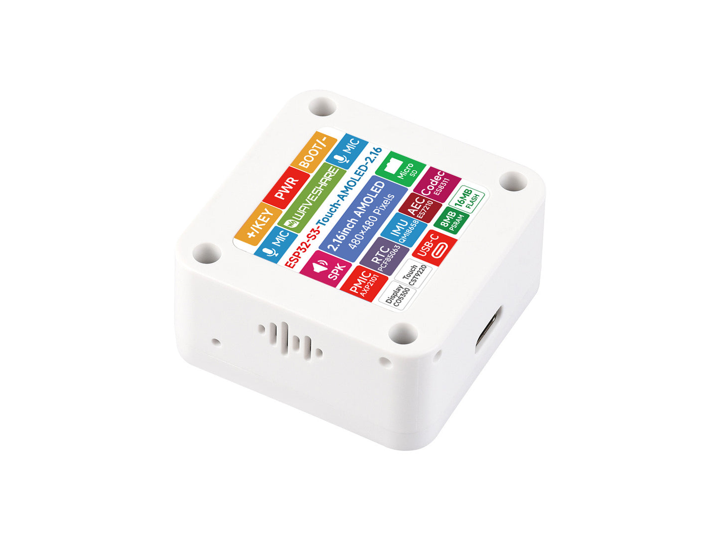 ESP32-S3 2.16inch AMOLED Display Development Board, 480 × 480 Resolution, 16.7M Color, Supports Dual Microphones, 2.4GHz Wi-Fi And BLE 5