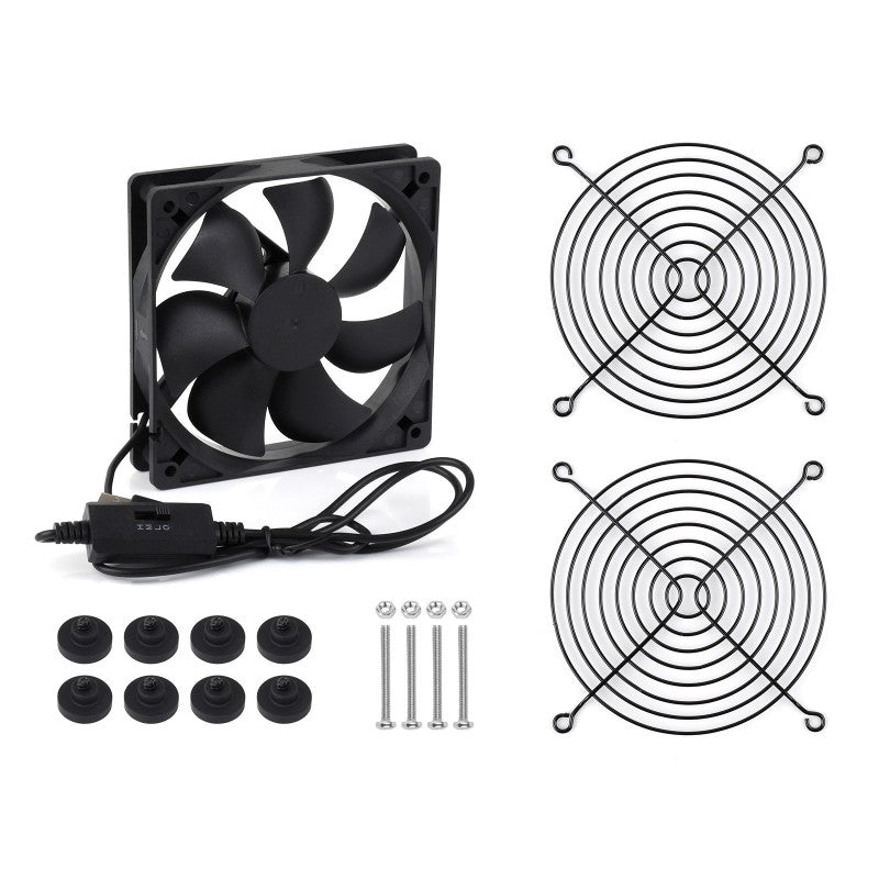 USB 5V 120mm Quiet Cooling Fan 3 Speed Levels PWM Control High Airflow Low Vibration