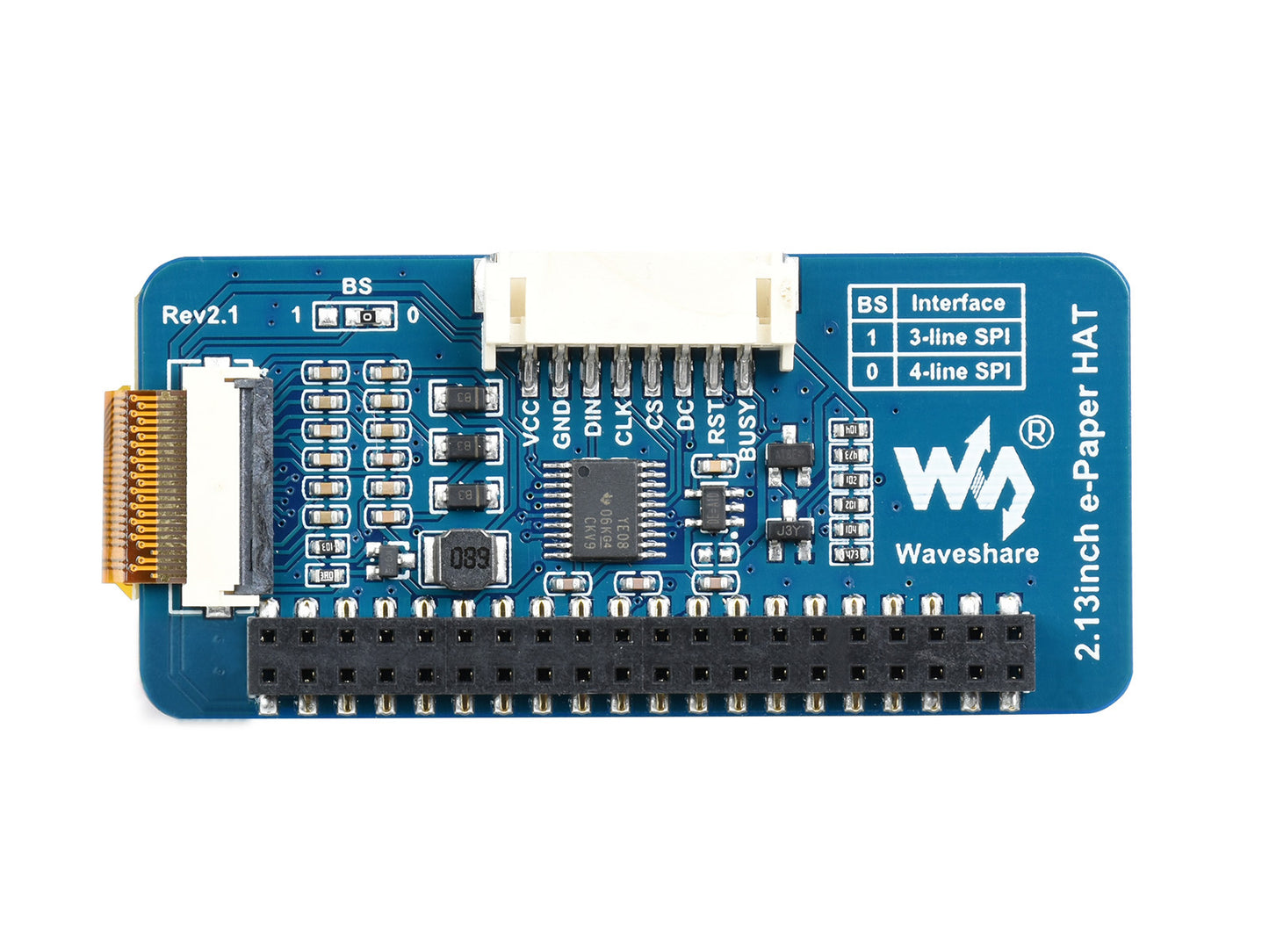 250x122, 2.13inch E-Ink display HAT for Raspberry Pi