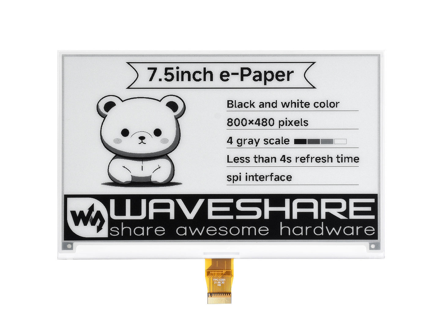 800×480, 7.5inch E-Ink raw display