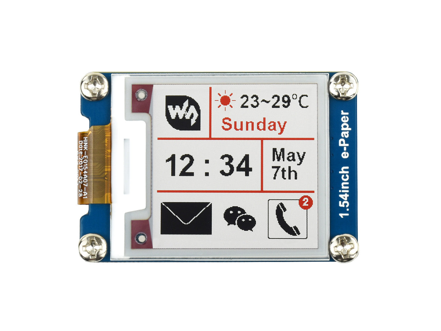 200x200, 1.54inch E-Ink display module, three-color