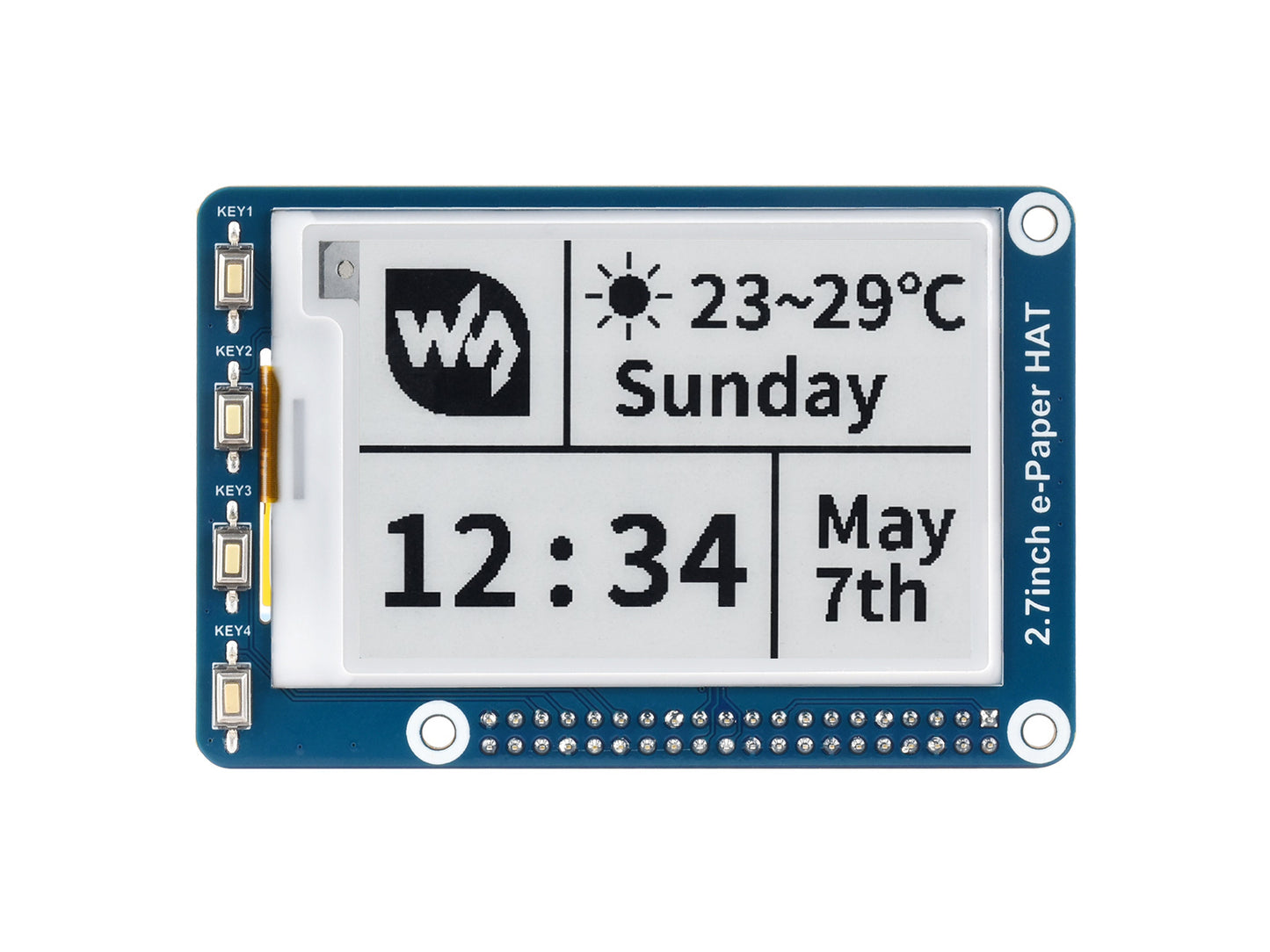 264x176, 2.7inch E-Ink display HAT for Raspberry Pi