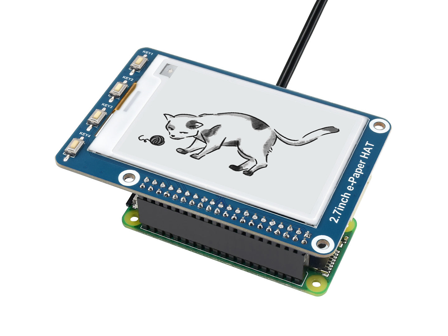264x176, 2.7inch E-Ink display HAT for Raspberry Pi