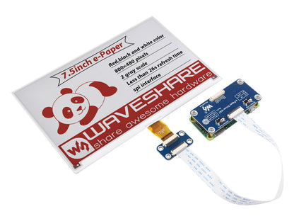 7.5inch E-Paper E-Ink Display HAT (B) For Raspberry Pi, 800×480, Red / Black / White, SPI