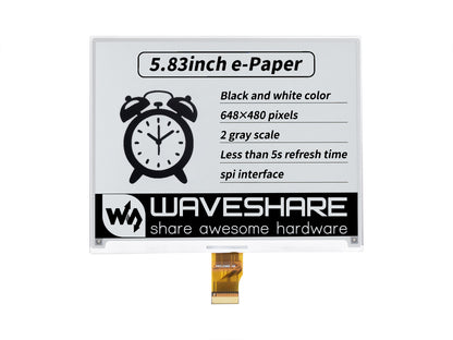 5.83inch E-Paper E-Ink Raw Display, 648×480, Black / White, SPI, Without PCB