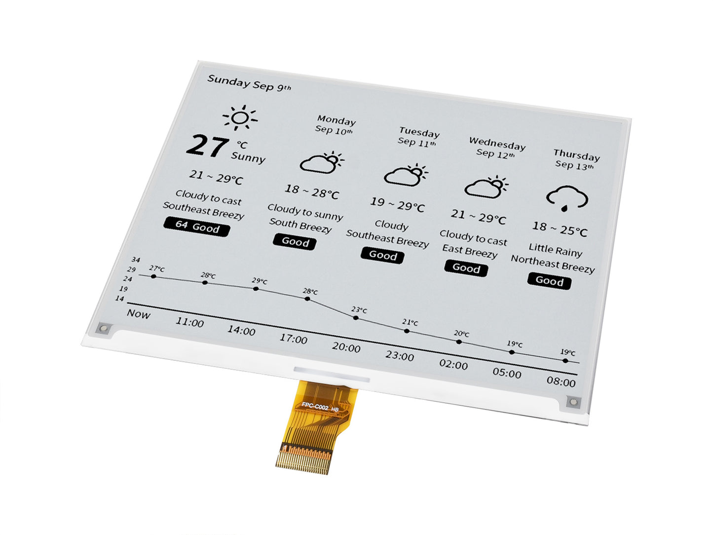 5.83inch E-Paper E-Ink Raw Display, 648×480, Black / White, SPI, Without PCB