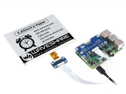 5.83inch E-Paper E-Ink Display HAT For Raspberry Pi, 648×480, Black / White, SPI