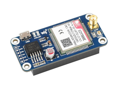 SIM7000E NB-IoT / Cat-M / EDGE / GPRS HAT for Raspberry Pi, GNSS, for Europe, Africa, Australia, Southeast Asia