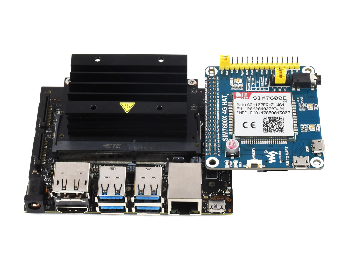 SIM7600E-H 4G HAT für Raspberry Pi, LTE Cat-4 4G / 3G / 2G, GNSS, für Europa, Südostasien, Westasien, Afrika