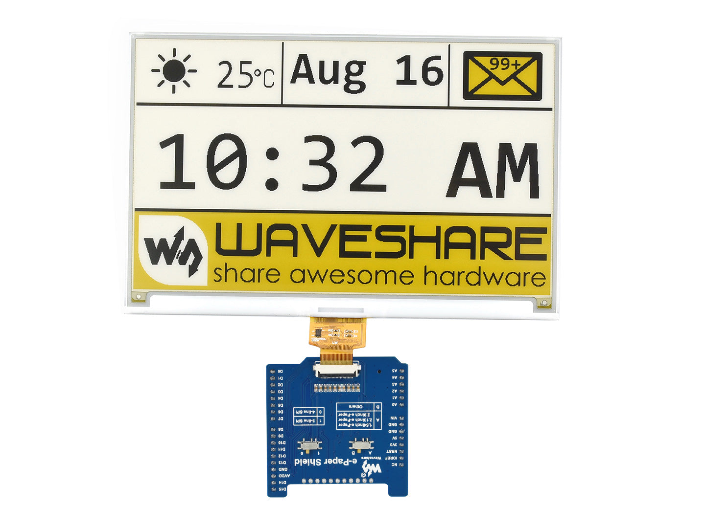 Universal e-Paper Raw Panel Driver Shield for Arduino