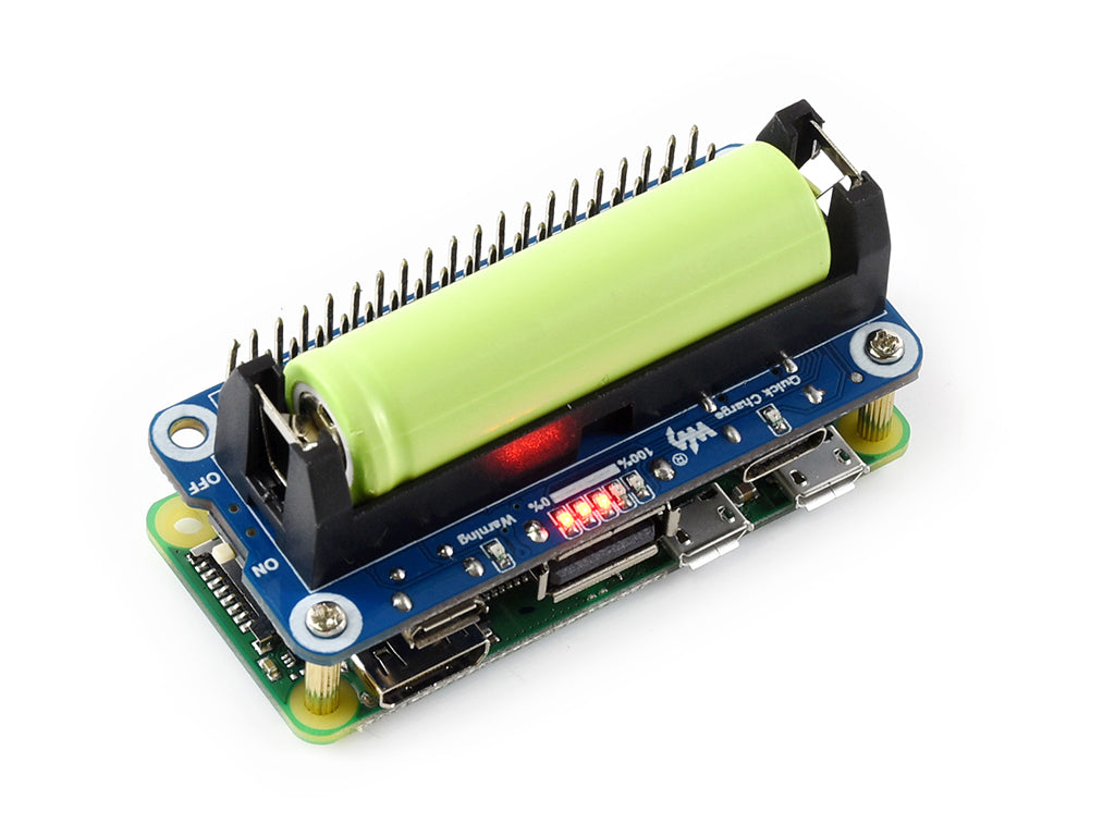 Li-ion Battery HAT for Raspberry Pi, 5V Output, Quick Charge