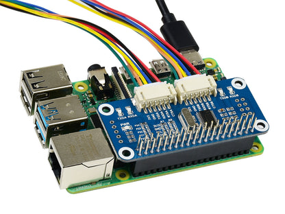 Serial Expansion HAT for Raspberry Pi, I2C Interface, 2-ch UART, 8 GPIOs