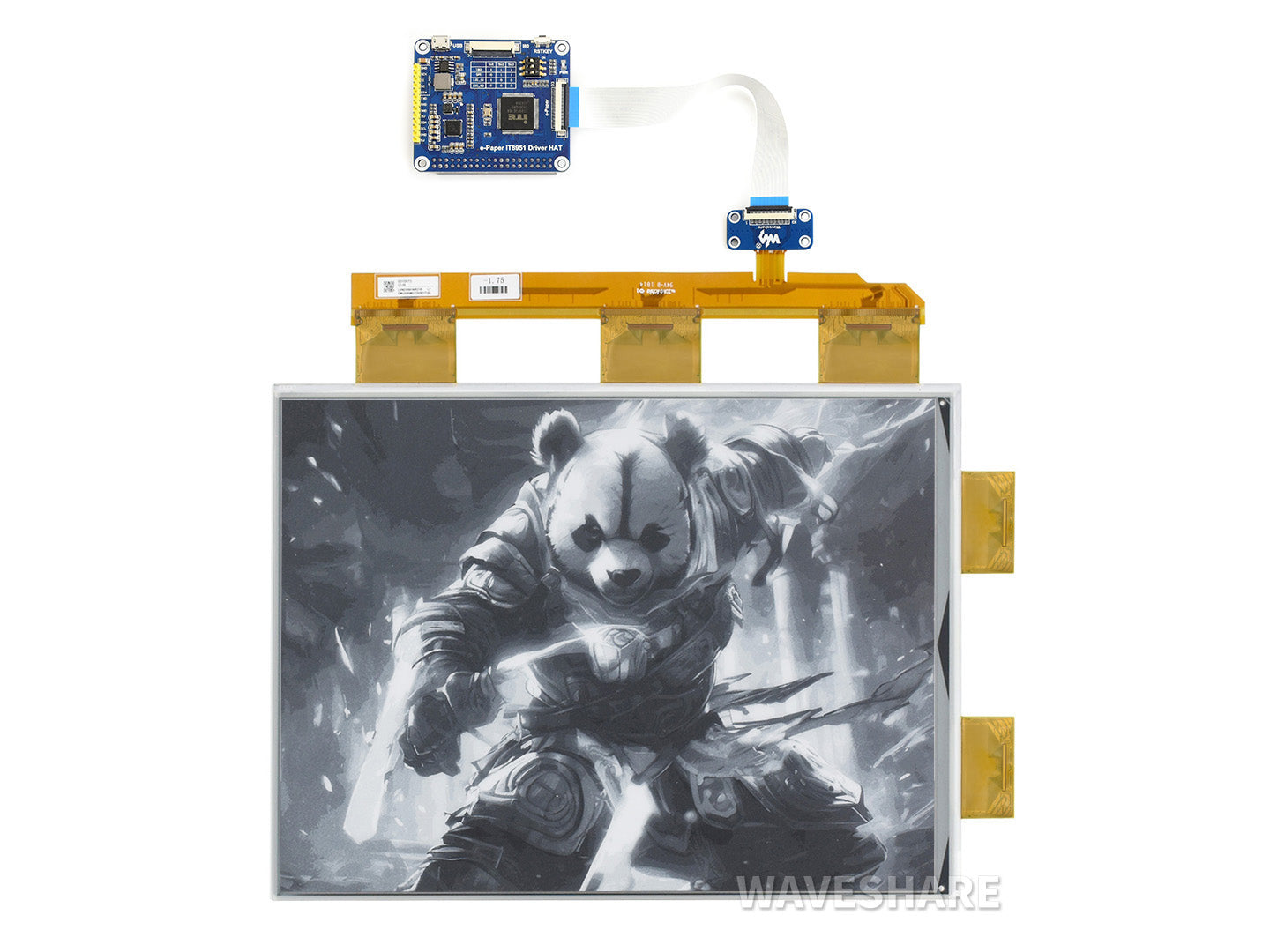 13.3inch e-Paper e-Ink Display HAT For Raspberry Pi, 1600×1200, Black / White, 16 Grey Scales, USB / SPI / I80