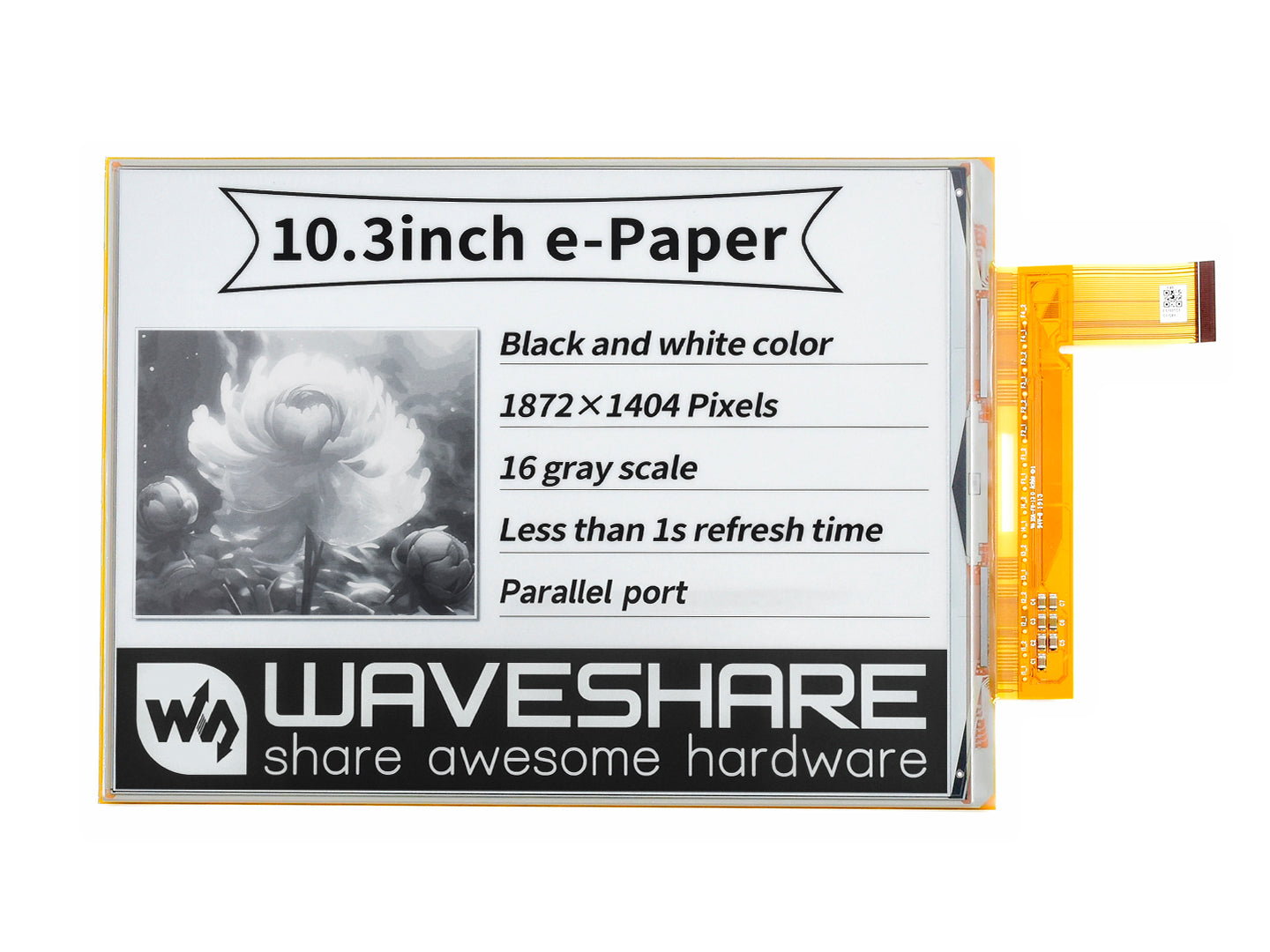 1872×1404, 10.3inch flexible E-Ink raw display