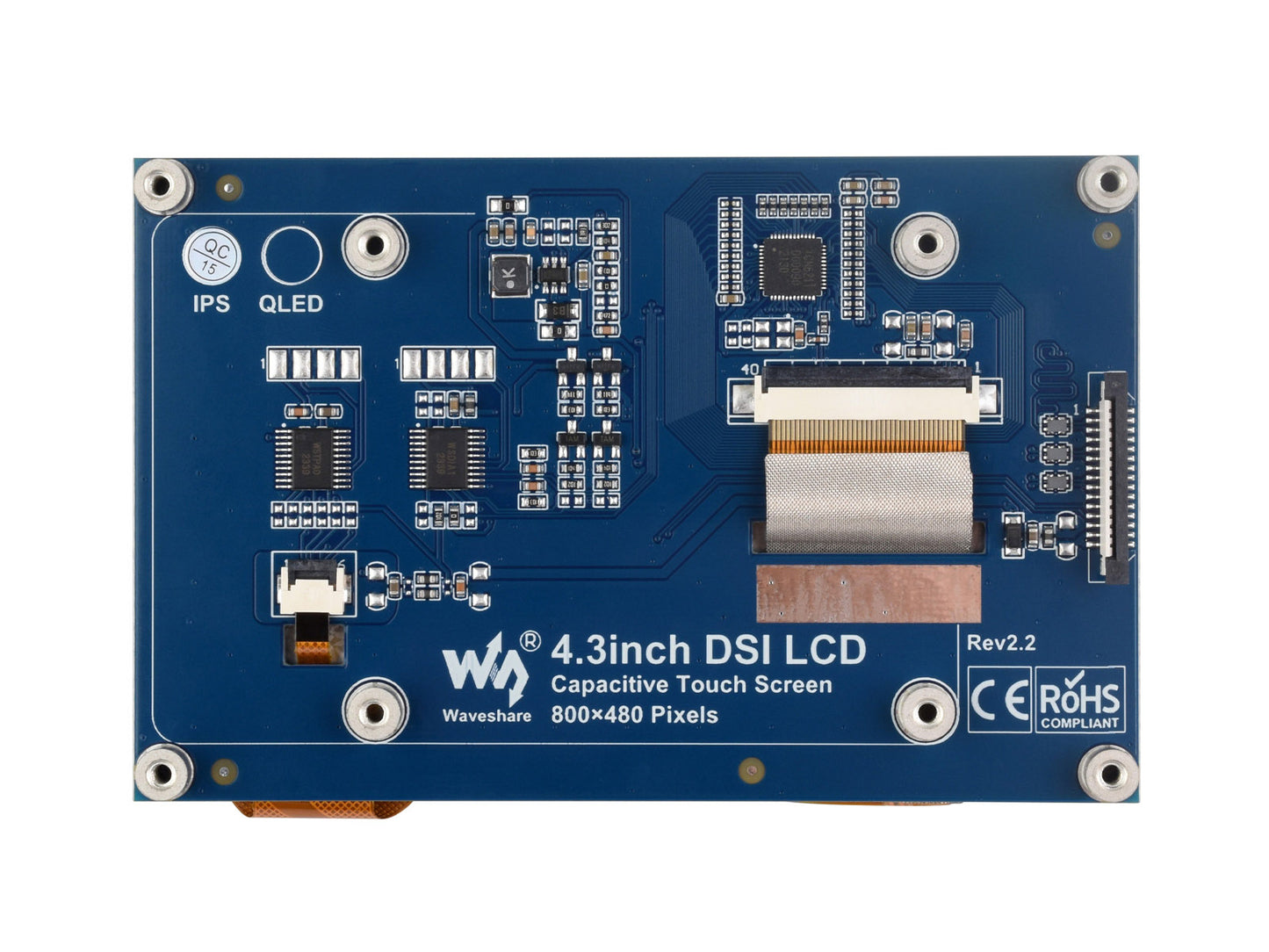 4.3inch QLED Display, DSI Interface, 800 × 480, Integrated Structure, Toughened Glass Panel
