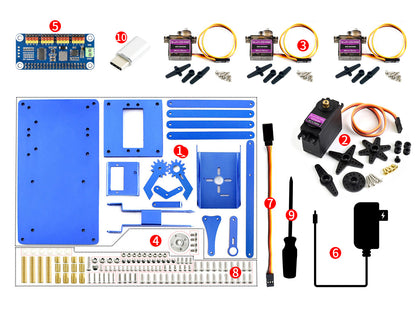 4-DOF Metal Robot Arm Kit for Raspberry Pi, Bluetooth / WiFi