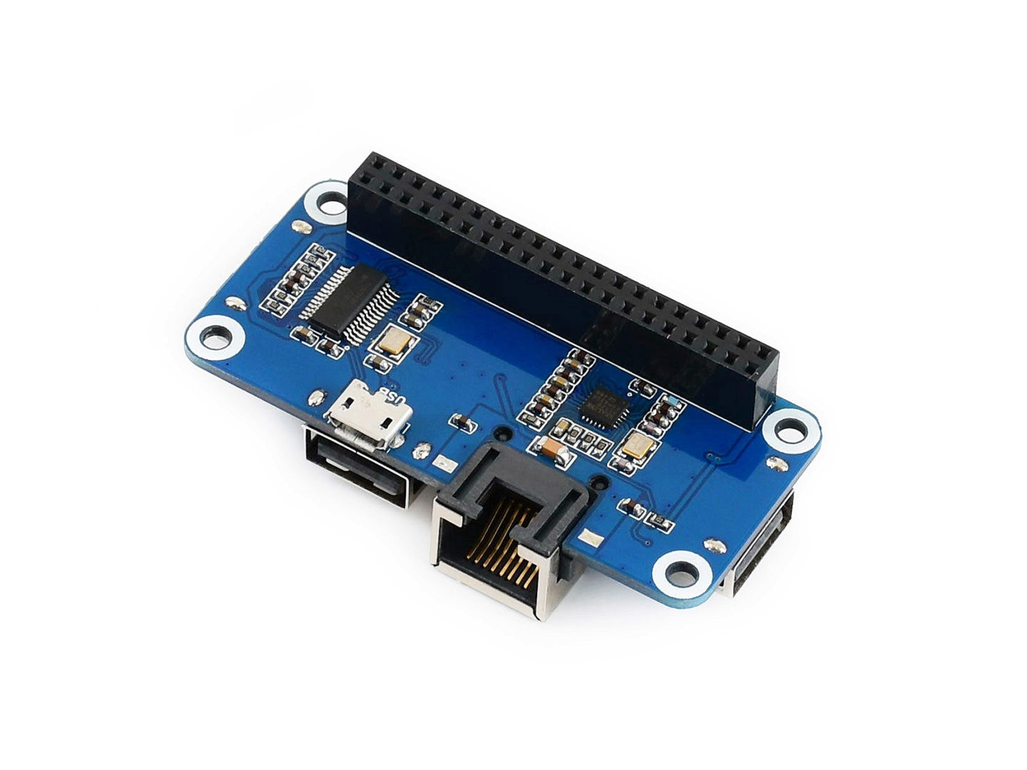 Ethernet / USB HUB HAT for Raspberry Pi, 1x RJ45, 3x USB