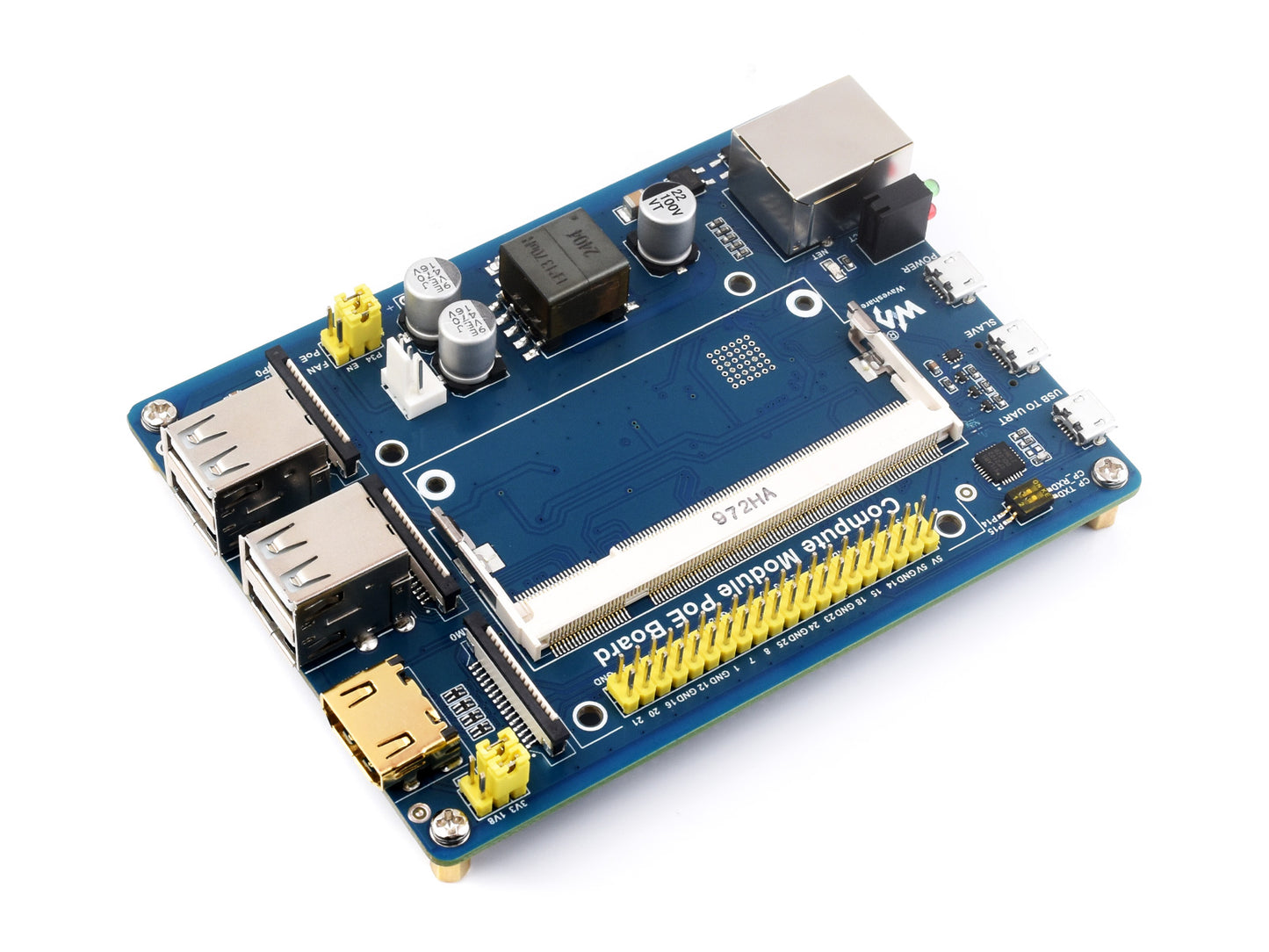 Compute Module IO Board with PoE Feature, Composite Breakout Board for Developing with Raspberry Pi CM4S / CM3 / CM3L / CM3+ / CM3+L