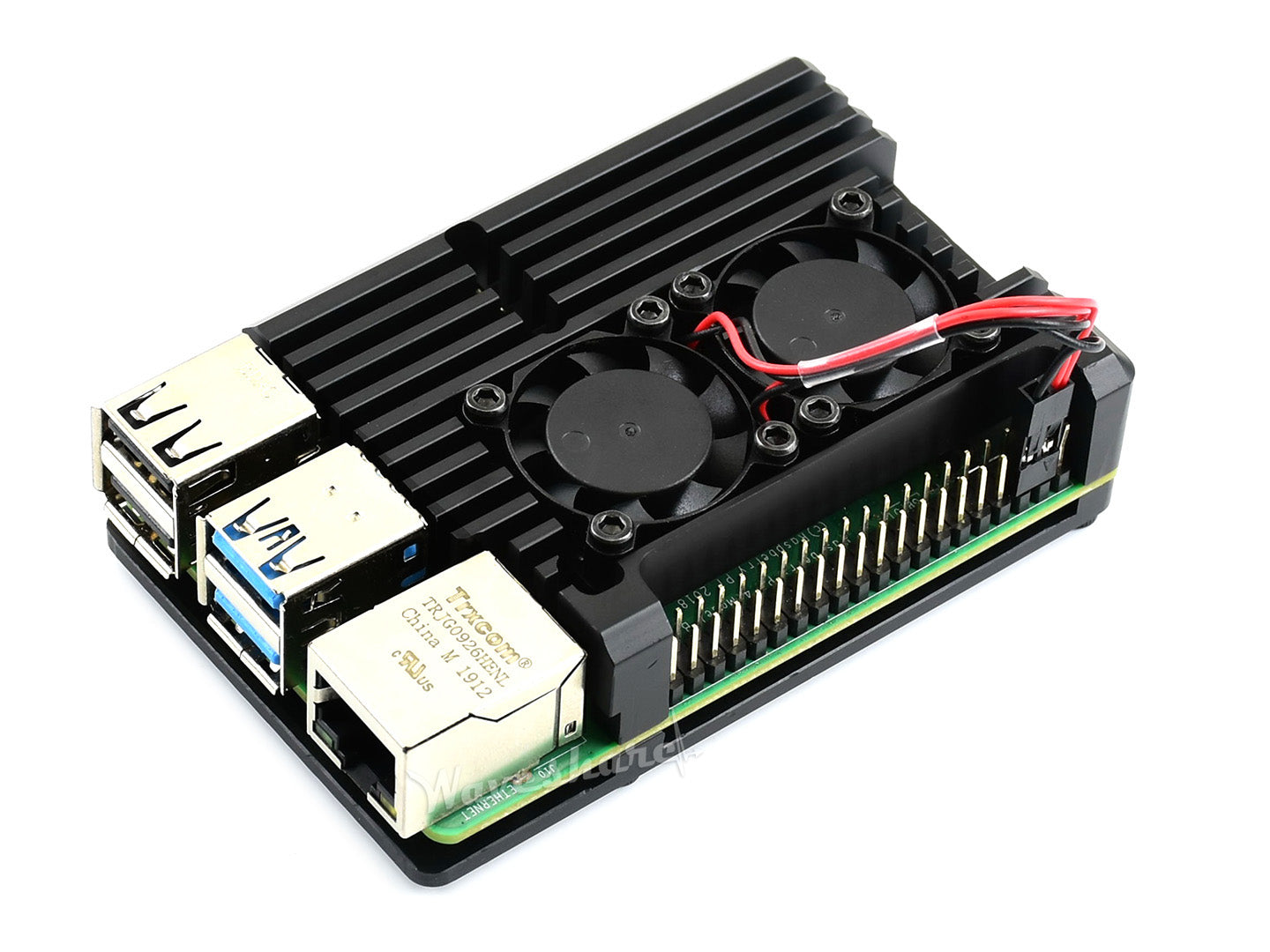 Aluminium Alloy Case for Raspberry Pi 4, Dual Cooling Fans