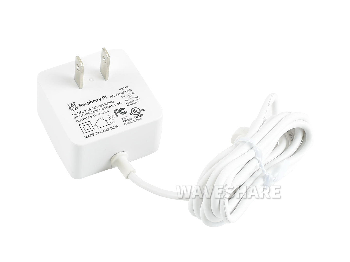 Official USB-C Power Supply for Raspberry Pi 4, US, White