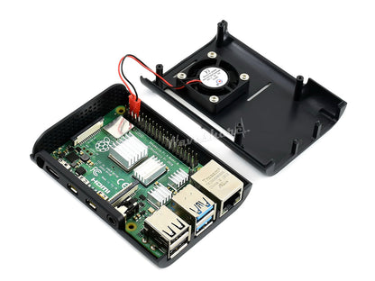 Black ABS Case for Raspberry Pi 4, with Cooling Fan