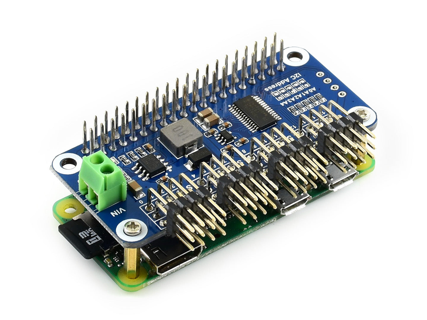 Servo Driver HAT (B) for Raspberry Pi, 16-Channel, 12-bit, I2C