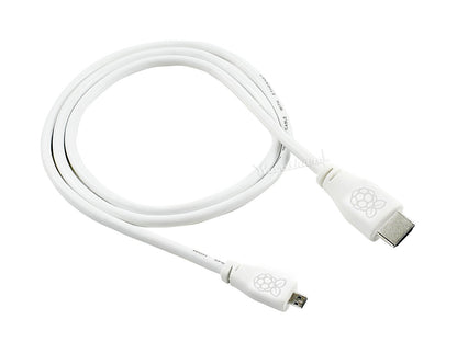 Official Raspberry Pi 4 Micro HDMI to Standard HDMI Cable, 1M, White