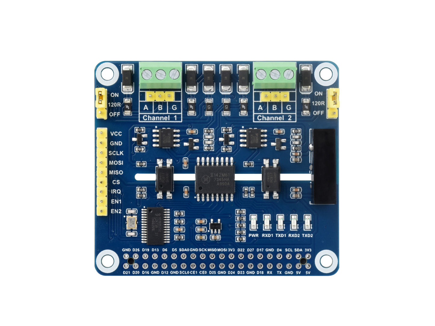 2-Channel Isolated RS485 Expansion HAT for Raspberry Pi