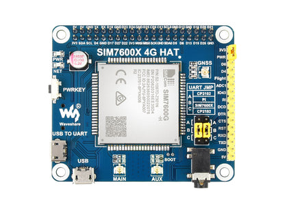 SIM7600G-H 4G HAT For Raspberry Pi, LTE Cat-4 4G / 3G / 2G Support, GNSS Positioning, Global Band