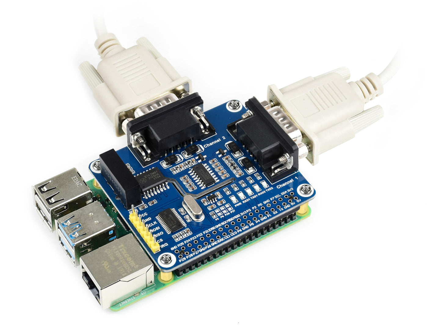 2-Channel Isolated RS232 Expansion HAT for Raspberry Pi
