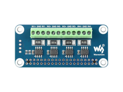 4-ch Current/Voltage/Power Monitor HAT for Raspberry Pi, I2C/SMBus