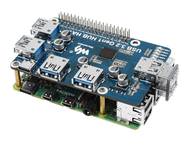 USB 3.2 Gen1 HUB HAT for Raspberry Pi, 4x USB 3.2 Gen1 Ports, Driver-Free