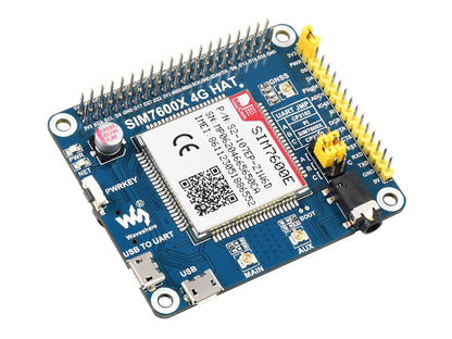 SIM7600E LTE Cat-1 HAT for Raspberry Pi, 3G / 2G / GNSS as well, for Southeast Asia, West Asia, Europe, Africa