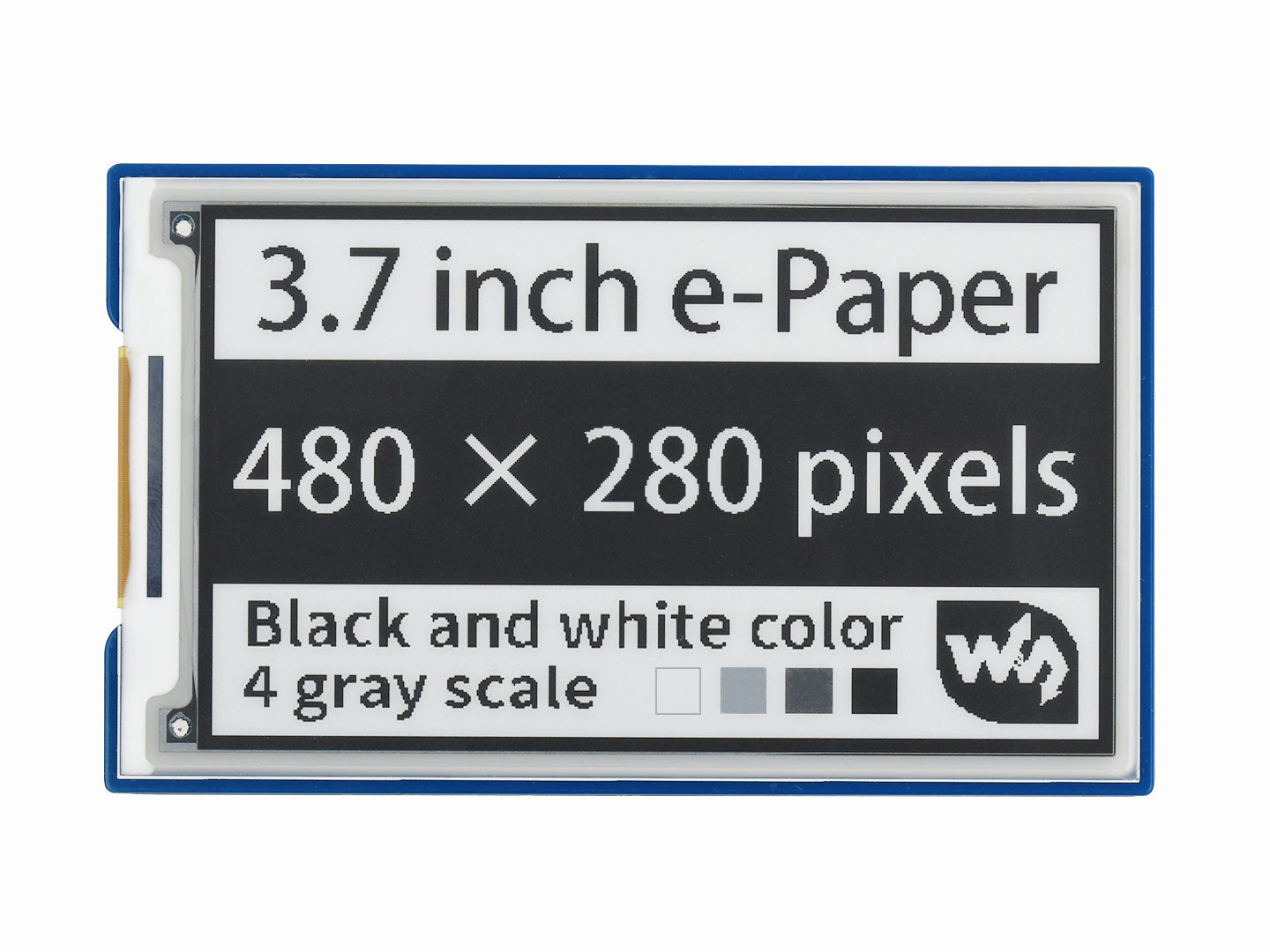 3.7inch e-Paper e-Ink Display HAT For Raspberry Pi, 480×280, Black / White, 4 Grey Scales, SPI