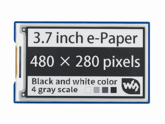 3.7inch e-Paper e-Ink Display HAT For Raspberry Pi, 480×280, Black / White, 4 Grey Scales, SPI