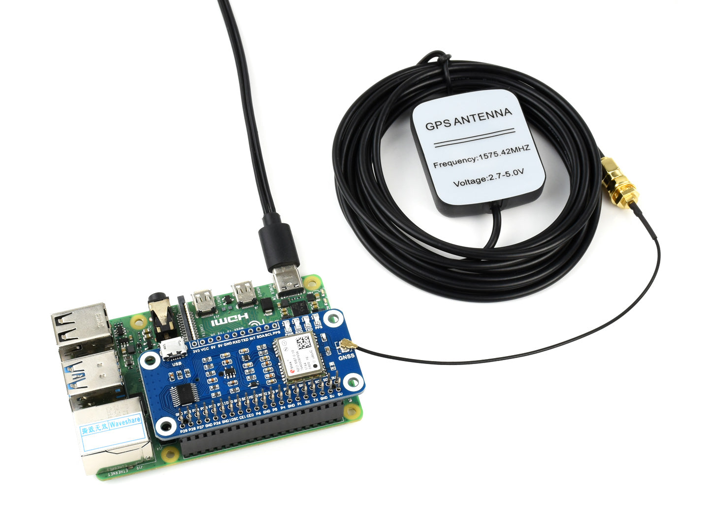NEO-M8T GNSS TIMING HAT for Raspberry Pi, Single-Satellite Timing, Concurrent Reception of GPS, Beidou, Galileo, GLONASS