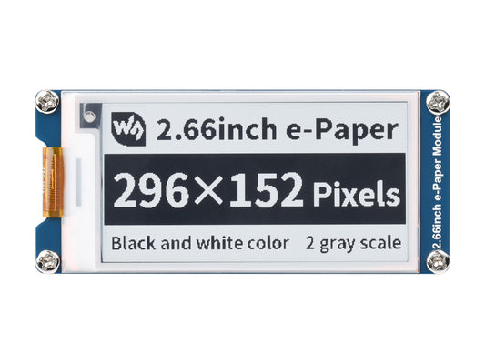 296×152, 2.66inch E-Paper E-Ink Display Module, Black / White