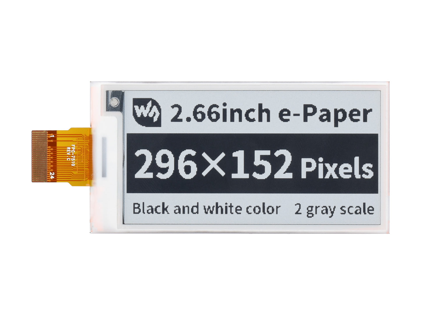 296×152, 2.66inch e-Paper E-Ink Raw Display Panel, Black / White