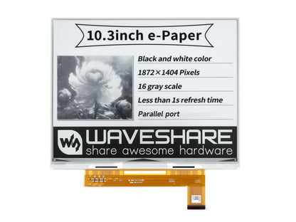 10.3inch e-Paper e-Ink Raw Display, 1872×1404, Black / White, 16 Grey Scales, Parallel Port, without PCB