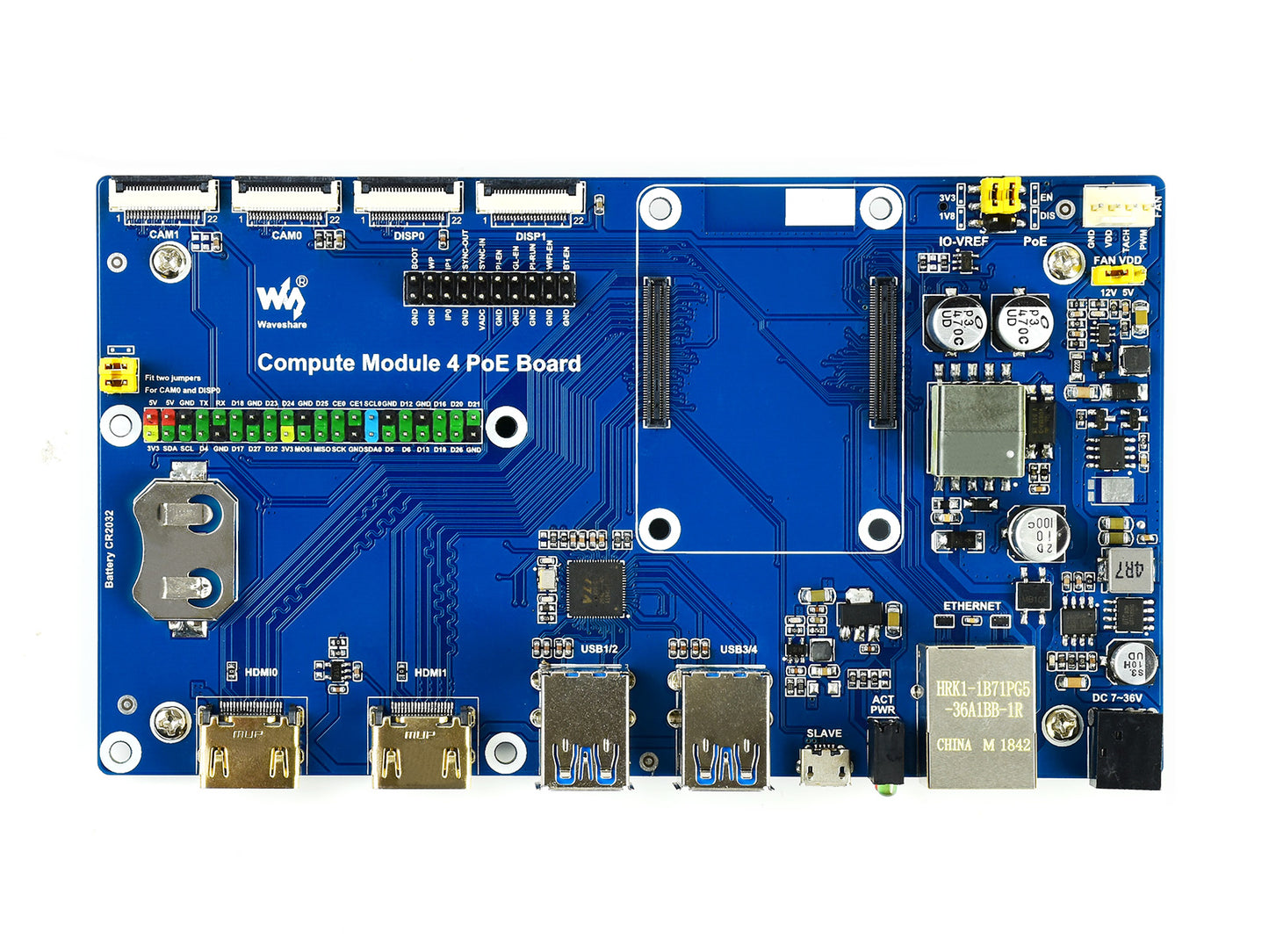 Raspberry Pi Compute Module 4 IO Board With PoE Feature, for all Variants of CM4