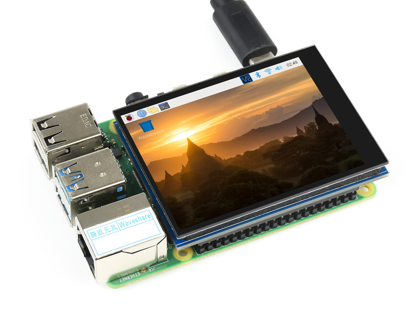 2.8inch Capacitive Touch Screen LCD for Raspberry Pi, 480×640, DPI, IPS, Optical Bonding Toughened Glass Cover, Low Power