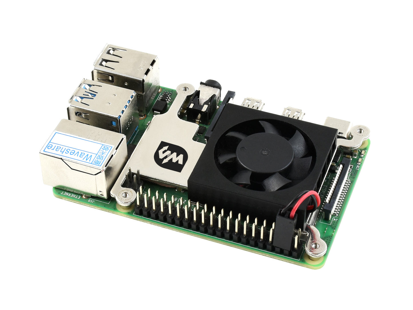 Low-Profile CPU Cooling Fan for Raspberry Pi 4B/3B+/3B, with Aluminum Alloy Bracket