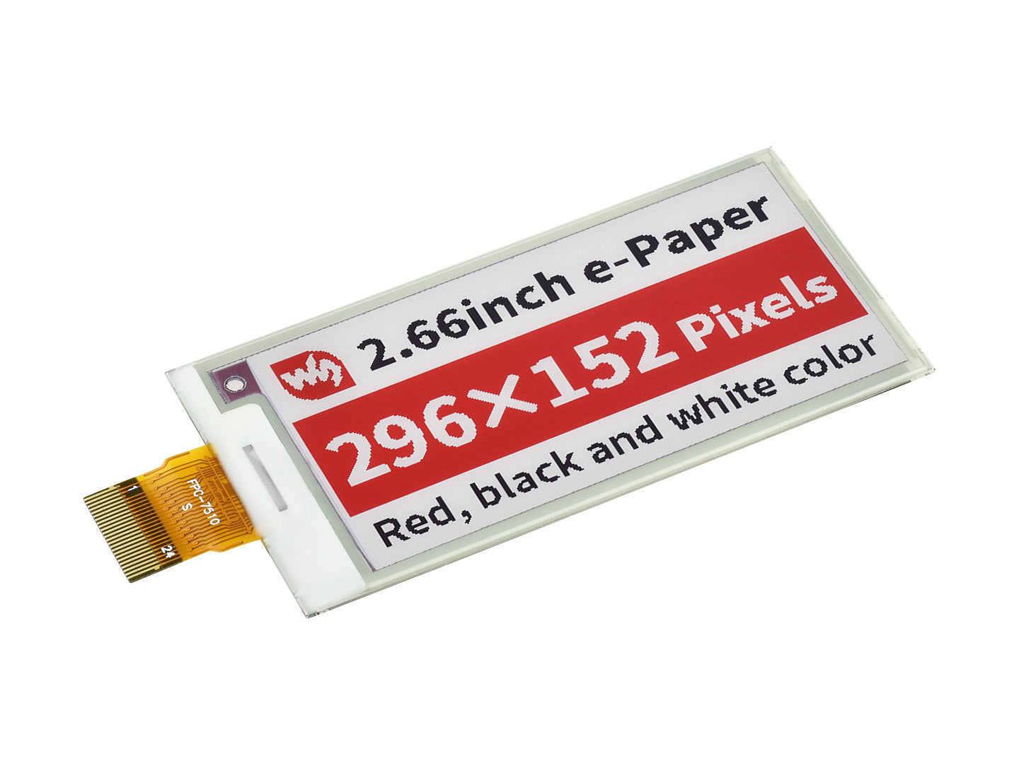 2.66inch E-Paper (B) E-Ink Raw Display, 296×152, Red / Black / White, SPI, Without PCB