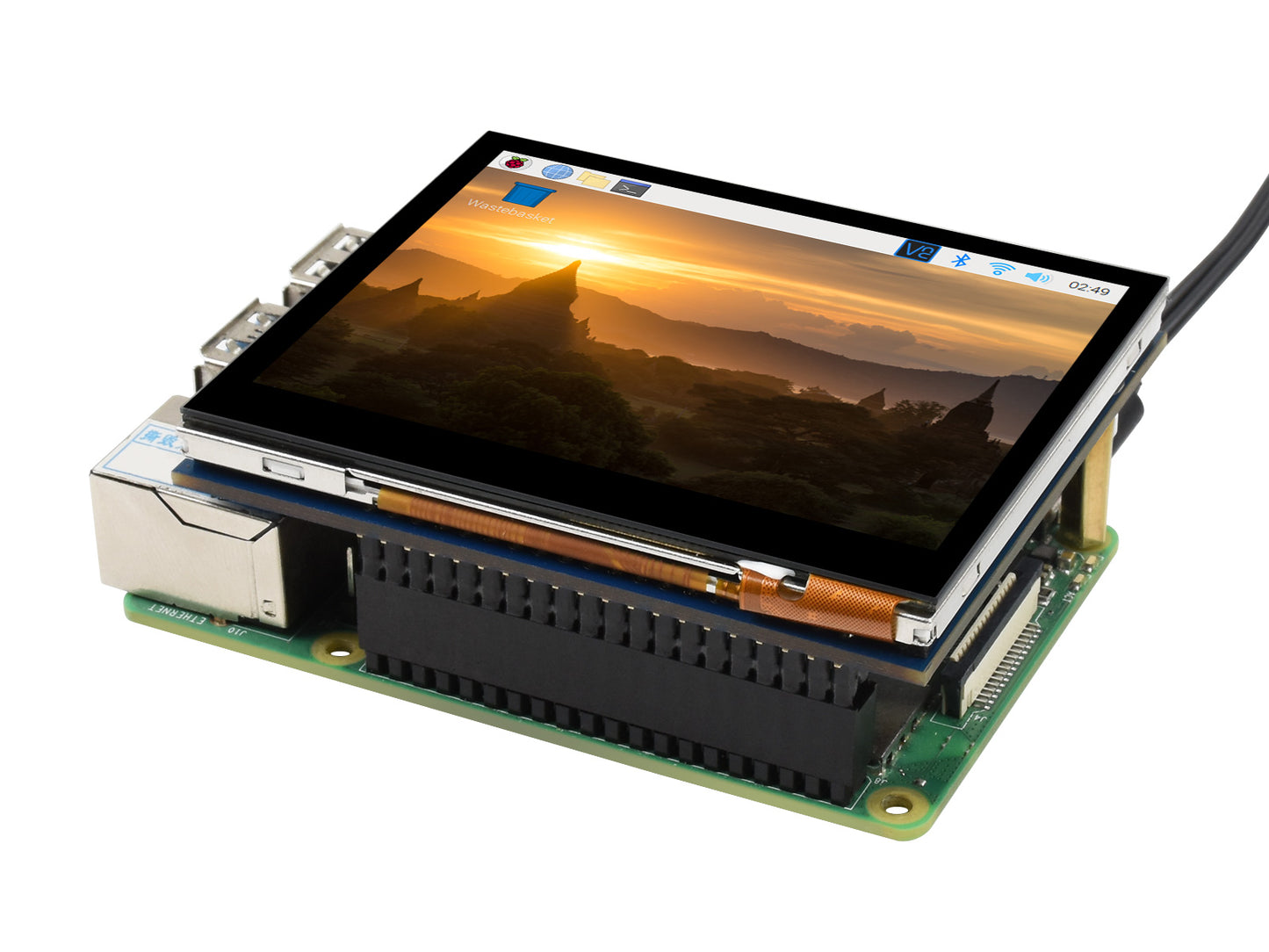 3.5inch Capacitive Touch Screen LCD For Raspberry Pi, 640×480, DPI, IPS, Toughened Glass Cover, Low Power