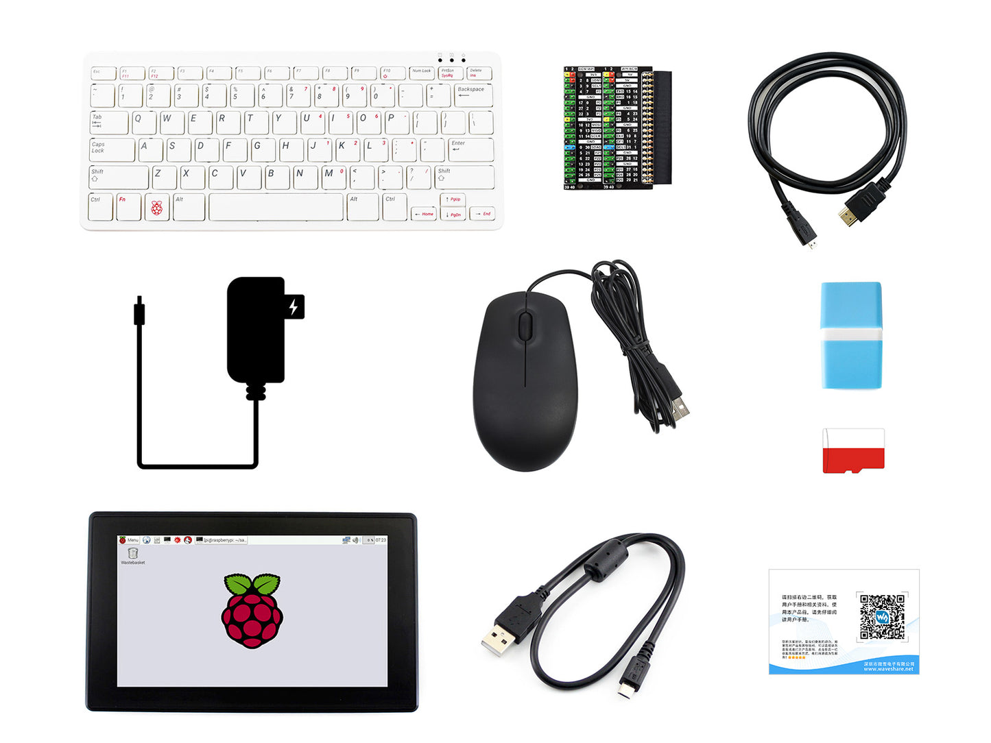 Raspberry Pi 400 with Third-Party Accessories, and 7inch HDMI Touch Display