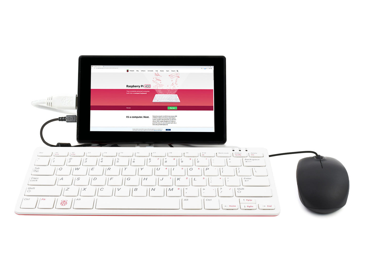 Raspberry Pi 400 with Third-Party Accessories, and 7inch HDMI Touch Display