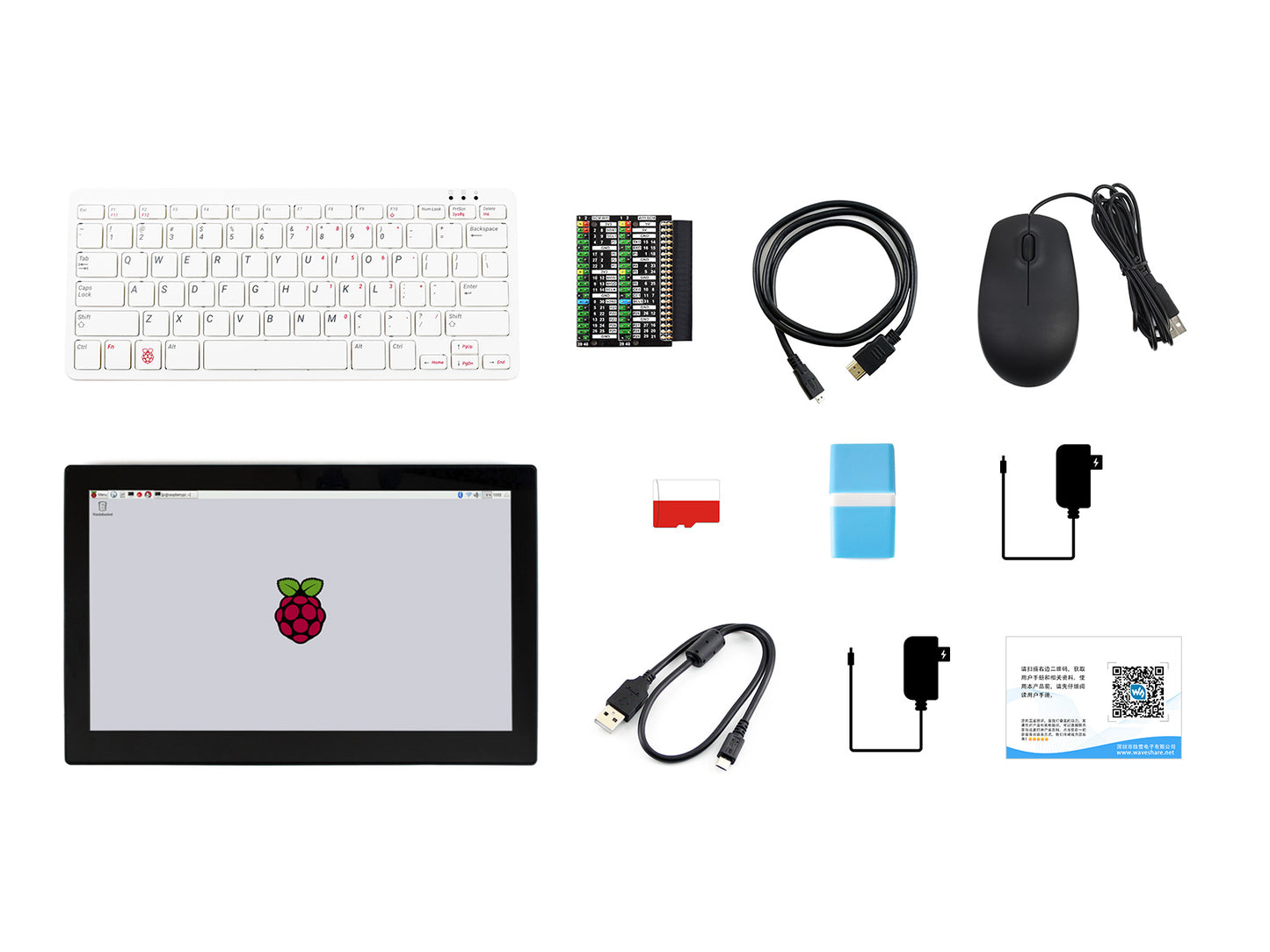 Raspberry Pi 400 with Third-Party Accessories, and 13.3inch HDMI Touch Display