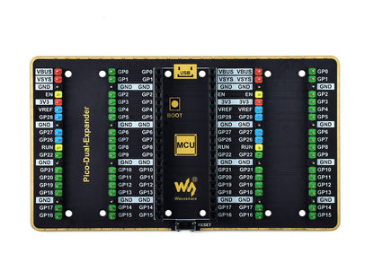 Dual GPIO Expander for Raspberry Pi Pico, Two Sets of Male Headers
