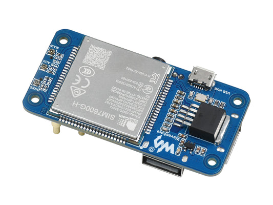 SIM7600G-H 4G HAT (B) for Raspberry Pi, LTE Cat-4 4G / 3G / 2G Support, GNSS Positioning, Global Band