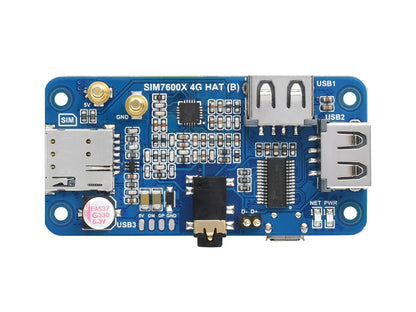 SIM7600G-H 4G HAT (B) for Raspberry Pi, LTE Cat-4 4G / 3G / 2G Support, GNSS Positioning, Global Band